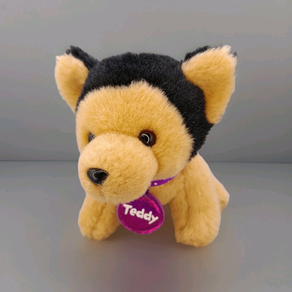 Justice Pet Shop TEDDY German Shephard Plush 5" Puppy Dog Purple Collar Gund